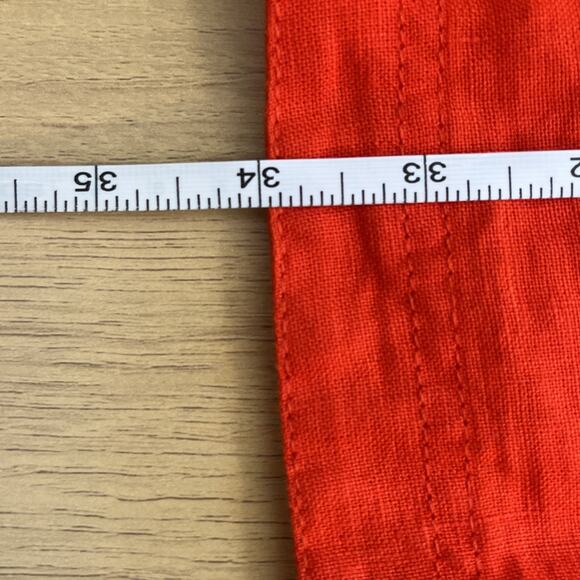 NWT Madewell Red Bright Flame Pleated Mini Shirtdress Size Medium 100% linen - Picture 7 of 8